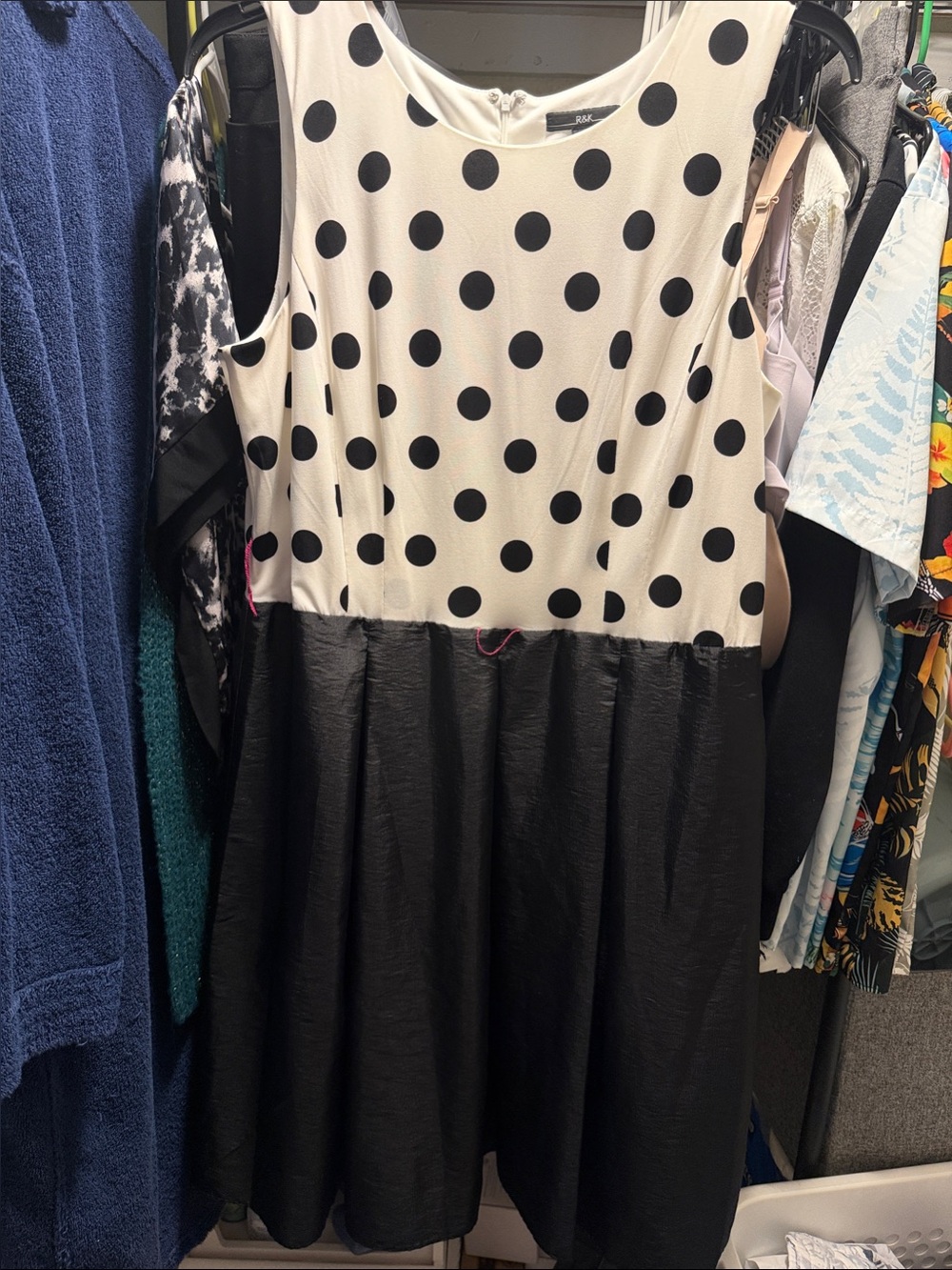 Womenβs Polka Dot Black & White Sleeveless Dress